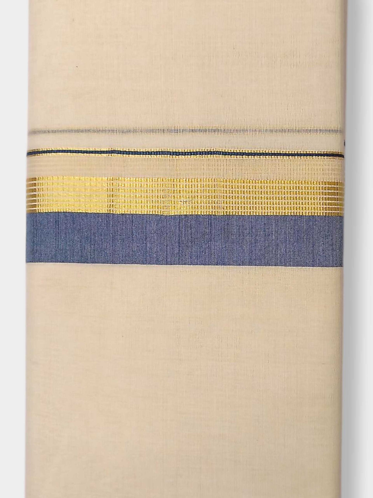 Balaramapuram Handloom Double Mundu Pure Cotton with Blue Border