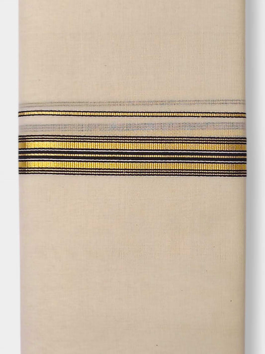 Balaramapuram Handloom Double Mundu Pure Cotton with Black Border