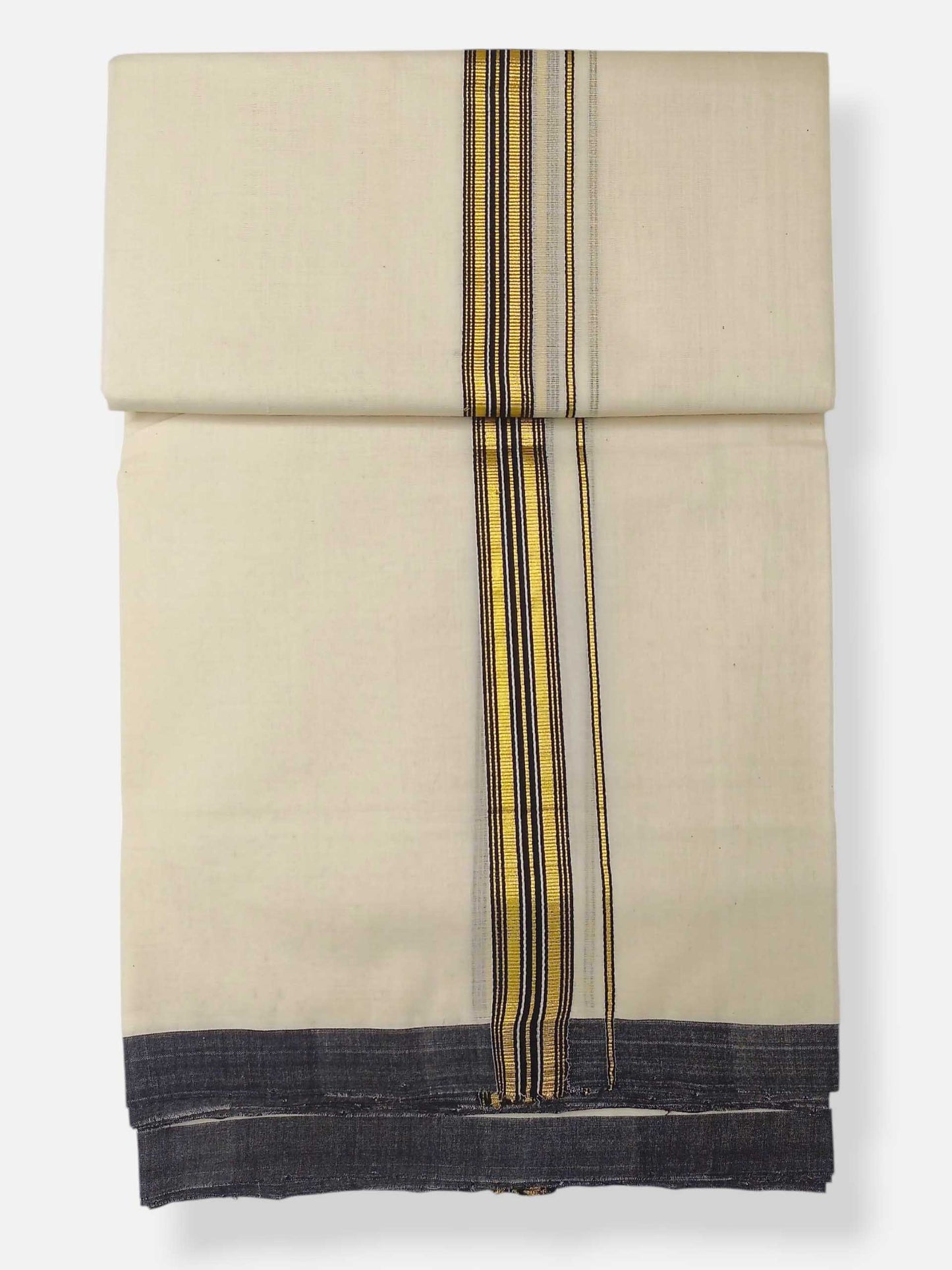 Balaramapuram Handloom Double Mundu Pure Cotton with Black Border