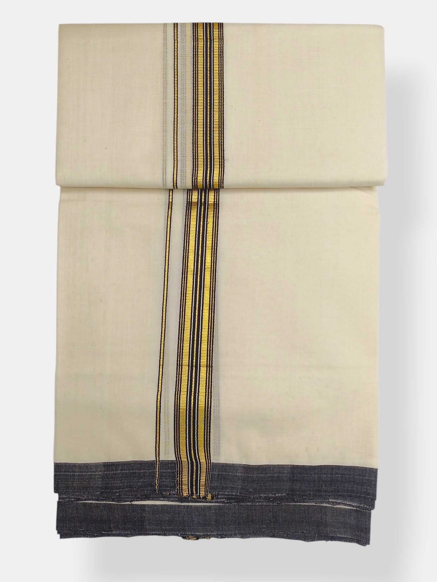 Balaramapuram Handloom Double Mundu Pure Cotton with Black Border