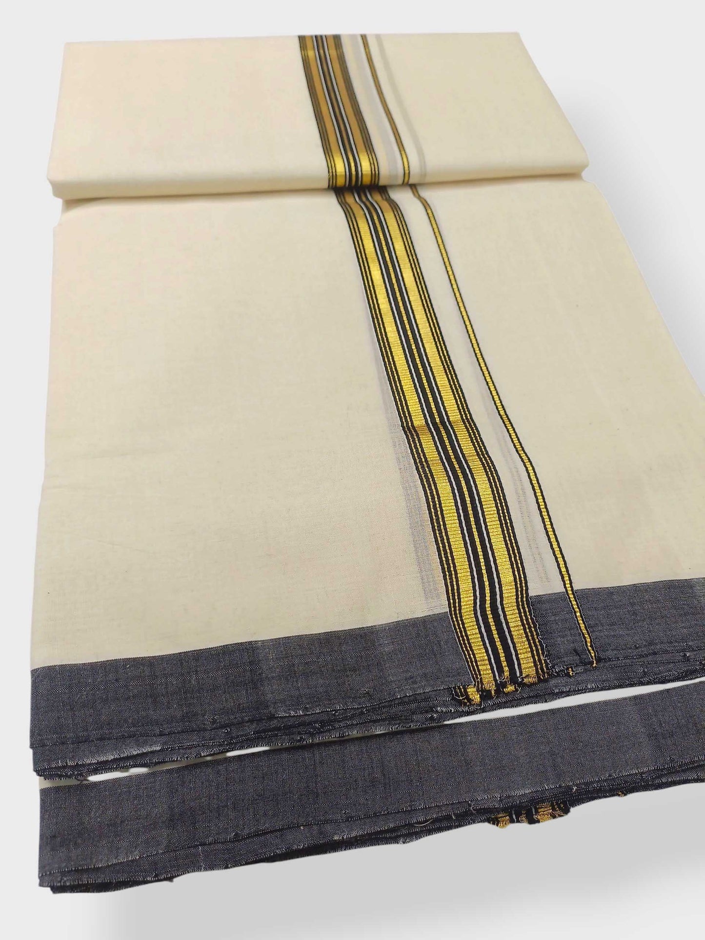 Balaramapuram Handloom Double Mundu Pure Cotton with Black Border
