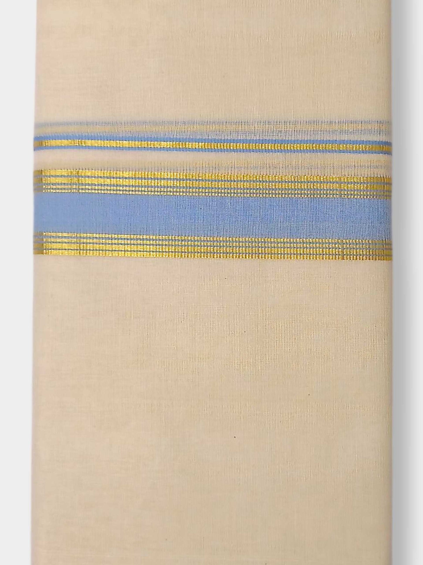 Balaramapuram Handloom Double Mundu Pure Cotton with Blue Border