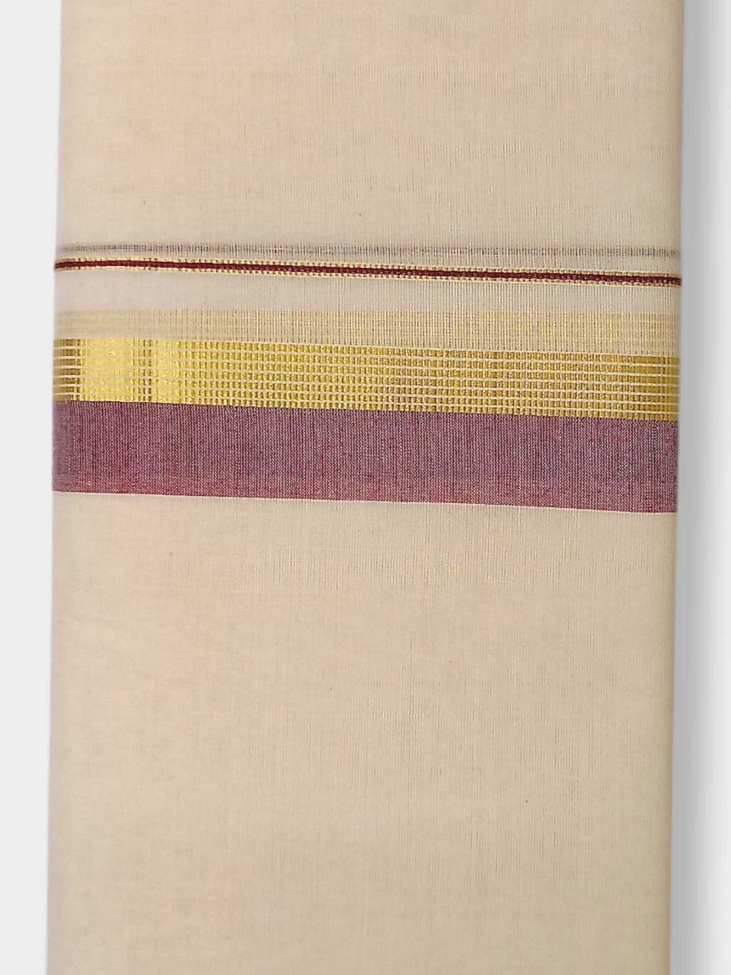 Balaramapuram Handloom Double Mundu Pure Cotton with Maroon Border