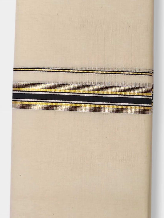 Balaramapuram Handloom Double Mundu Pure Cotton with Black Border