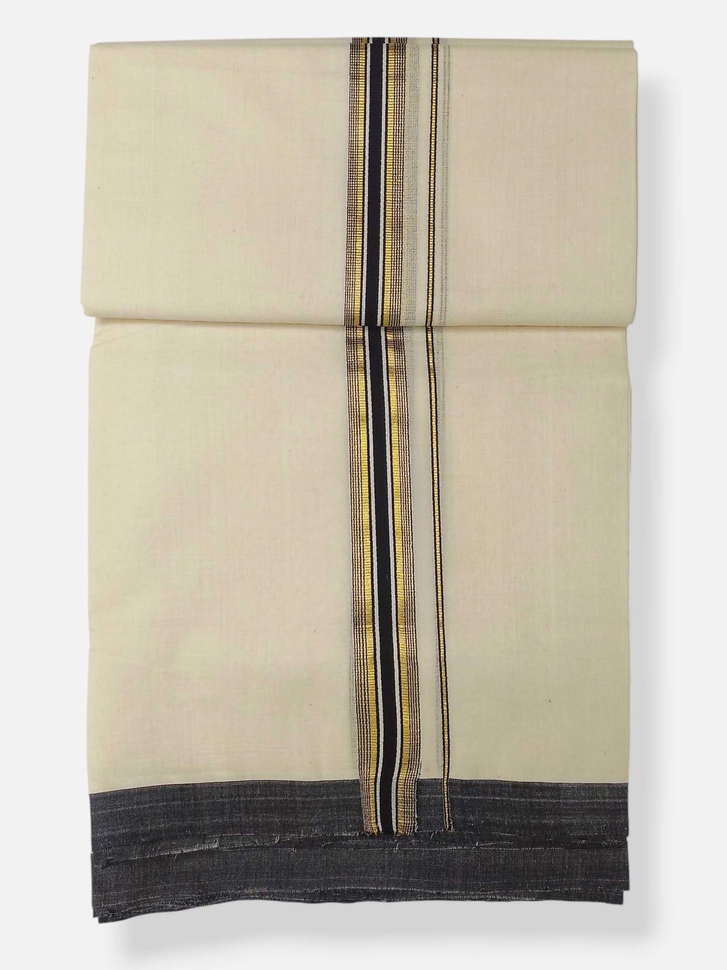 Balaramapuram Handloom Double Mundu Pure Cotton with Black Border