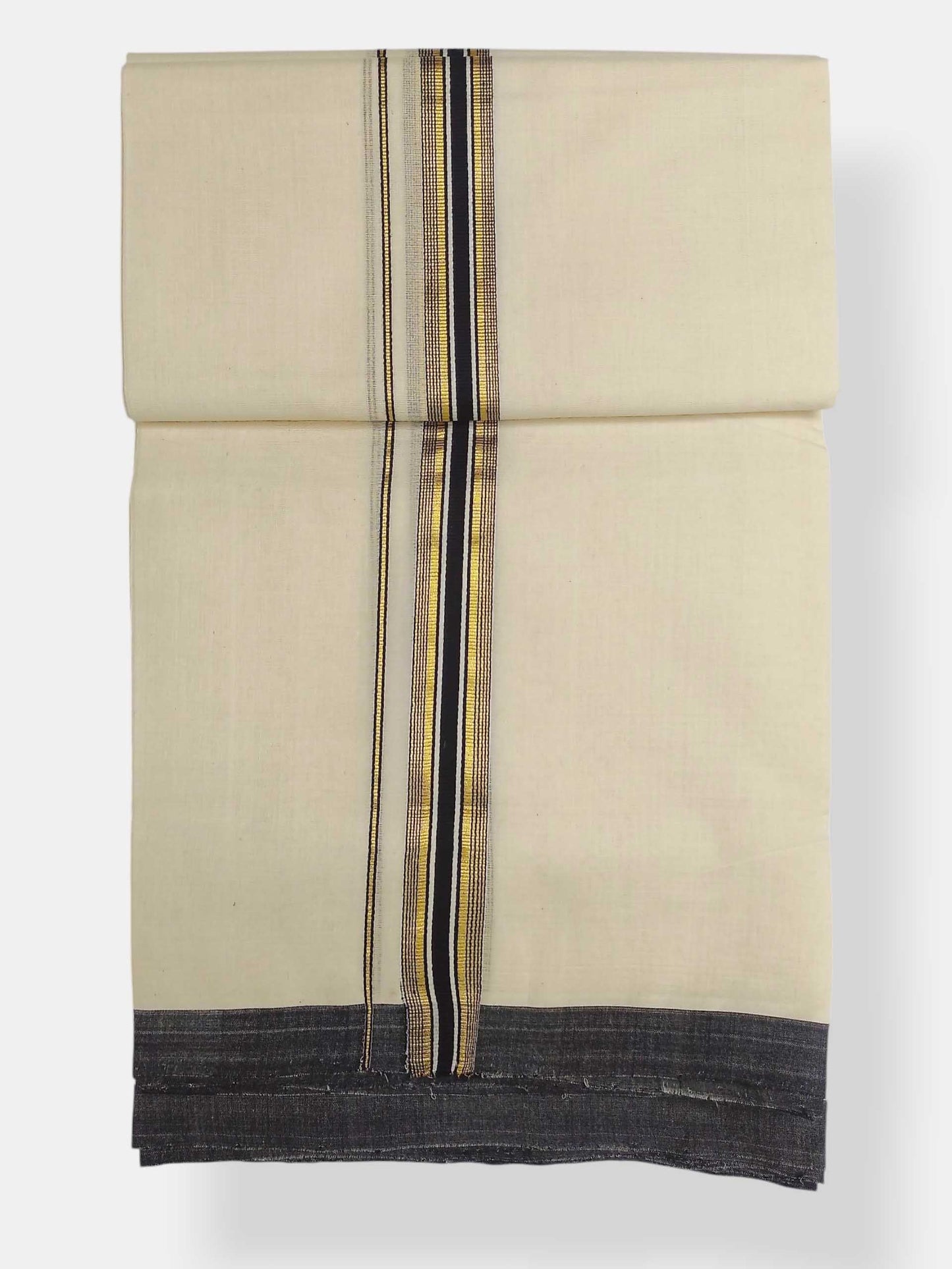 Balaramapuram Handloom Double Mundu Pure Cotton with Black Border