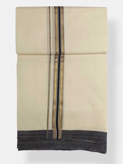 Balaramapuram Handloom Double Mundu Pure Cotton with Black Border