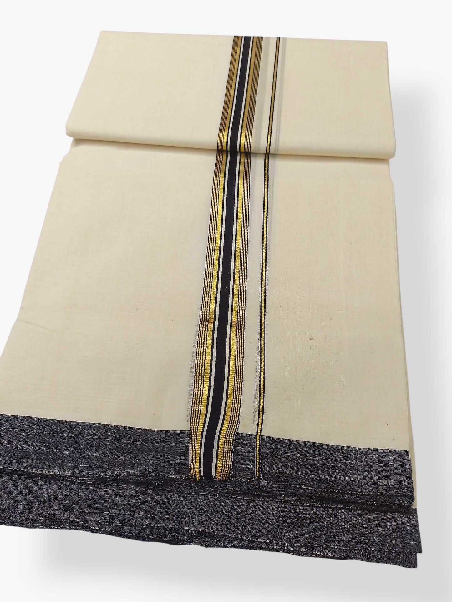 Balaramapuram Handloom Double Mundu Pure Cotton with Black Border