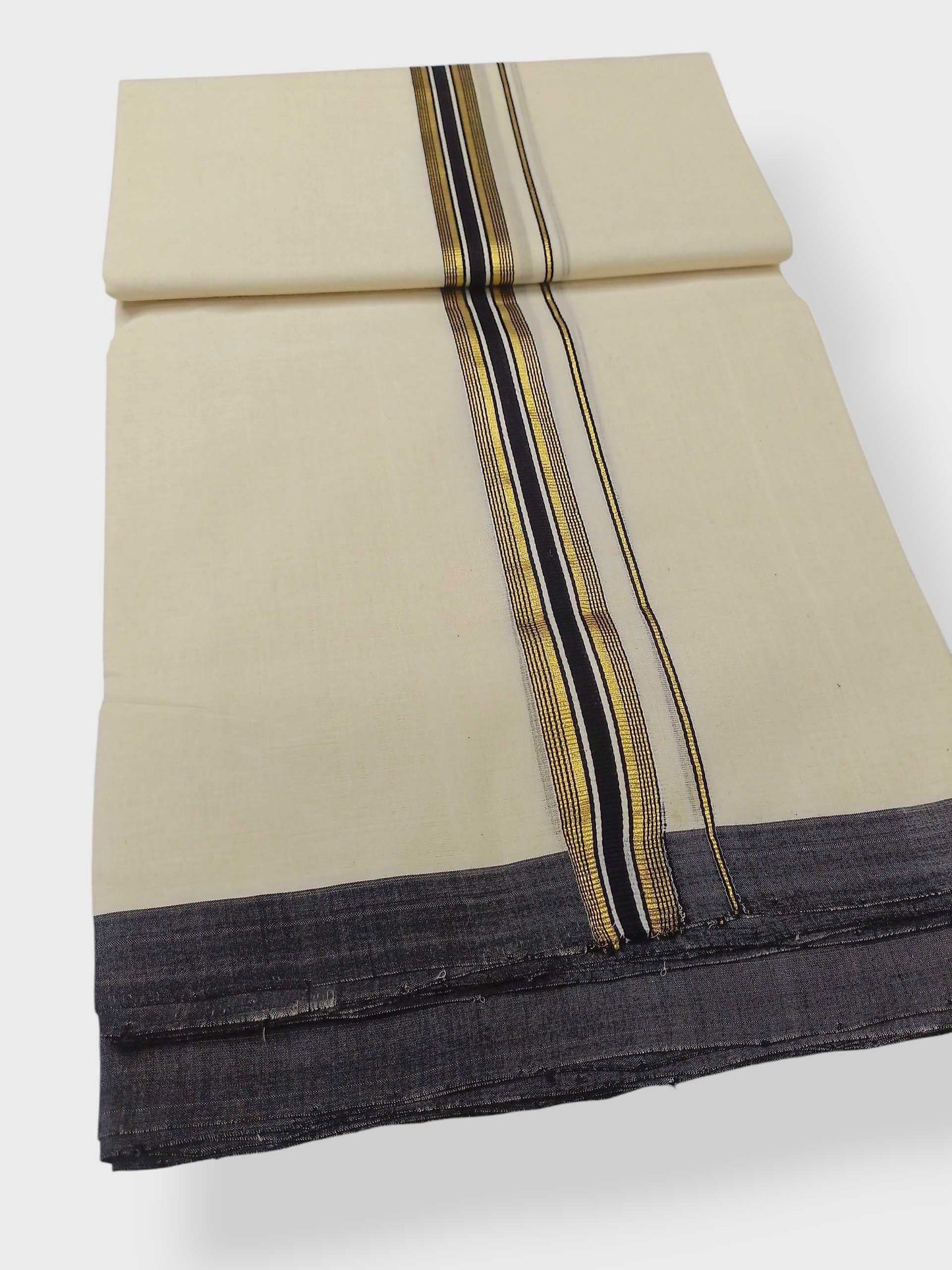 Balaramapuram Handloom Double Mundu Pure Cotton with Black Border