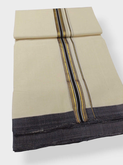 Balaramapuram Handloom Double Mundu Pure Cotton with Black Border