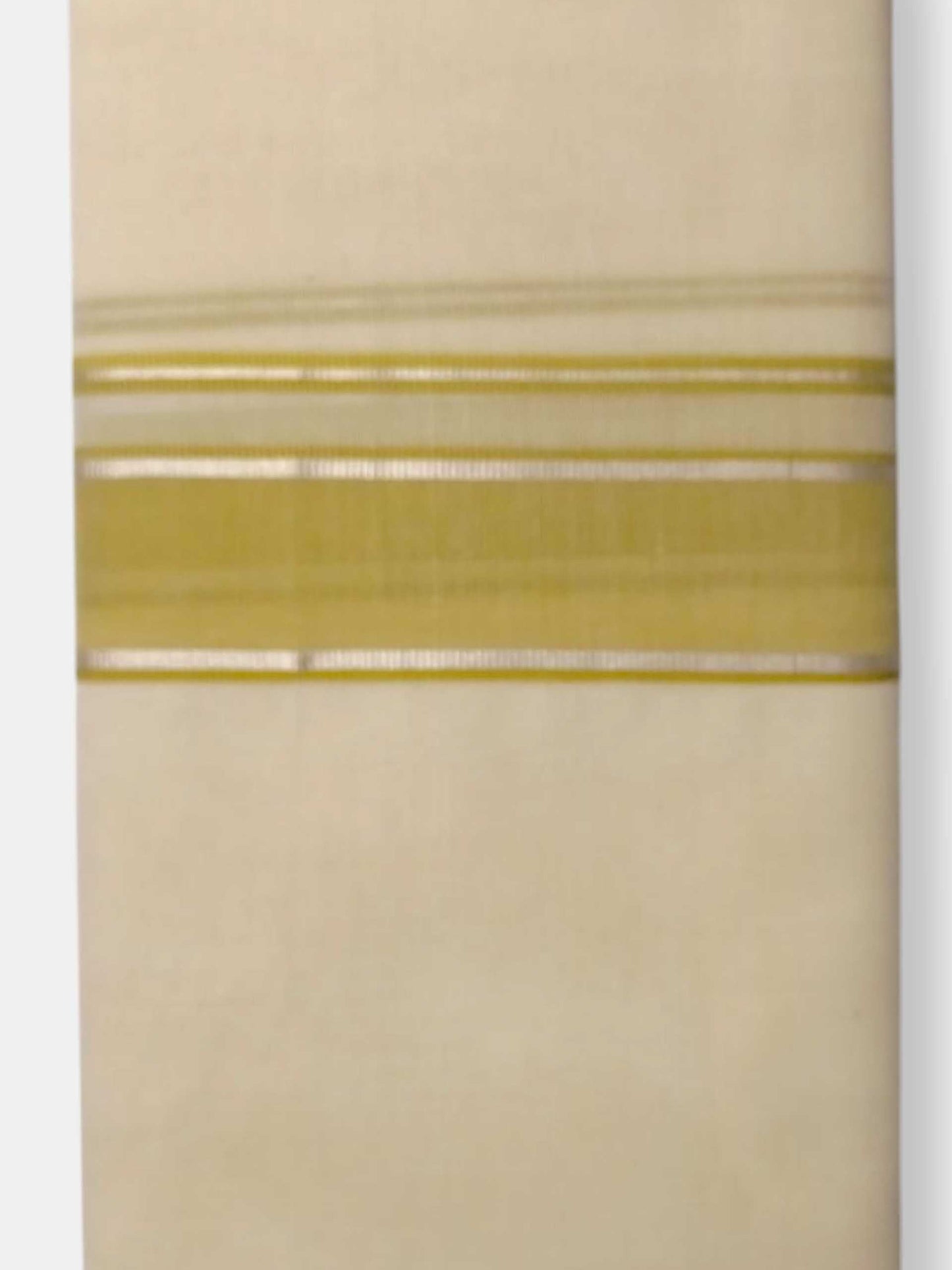 Balaramapuram Handloom Double Mundu Pure Cotton with Yellow Green Border