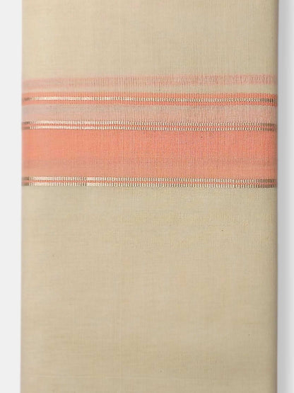 Balaramapuram Handloom Double Mundu Pure Cotton with Rose Border
