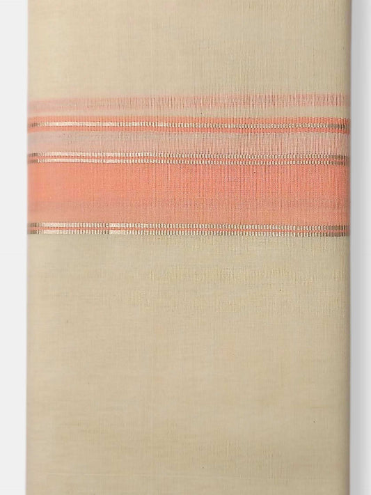 Balaramapuram Handloom Double Mundu Pure Cotton with Rose Border