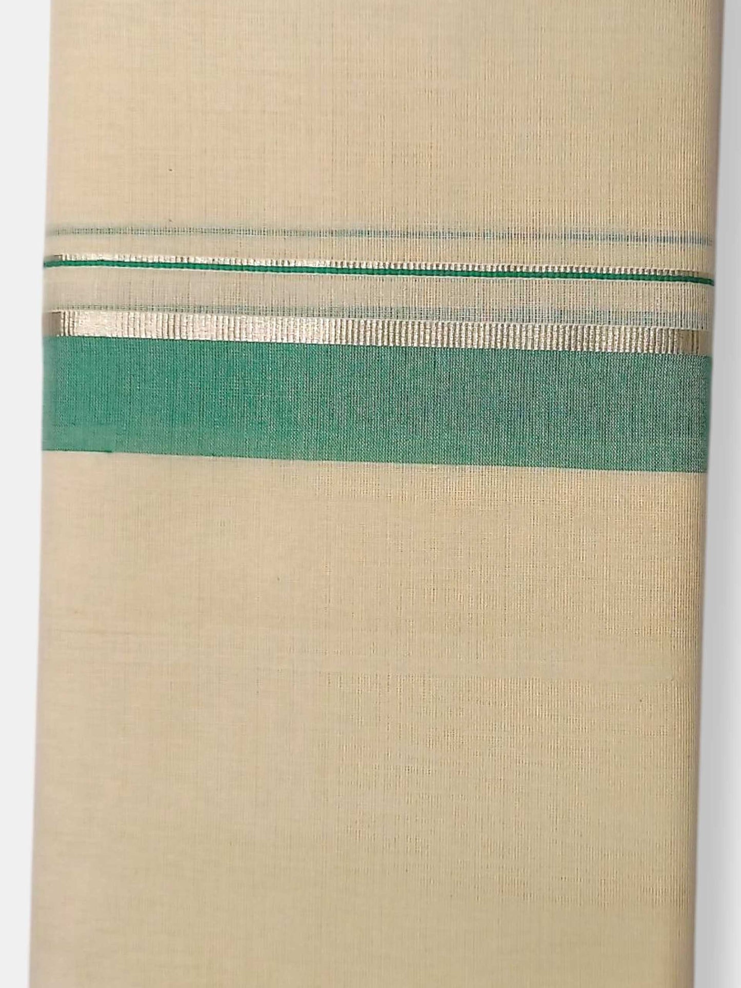 Balaramapuram Handloom Double Mundu Pure Cotton with Green Border
