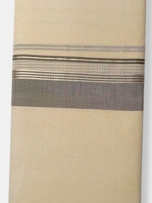Balaramapuram Handloom Double Mundu Pure Cotton with Gray Border