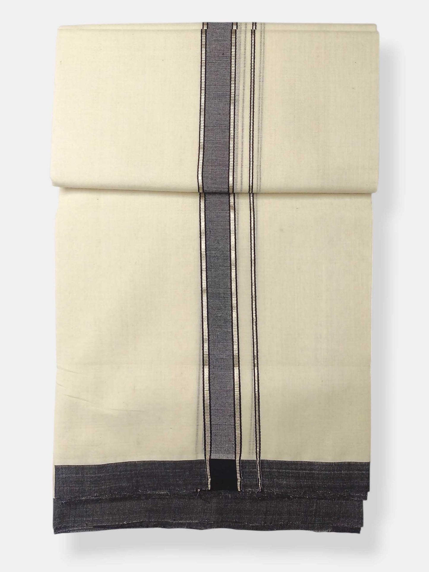 Balaramapuram Handloom Double Mundu Pure Cotton with Black Border