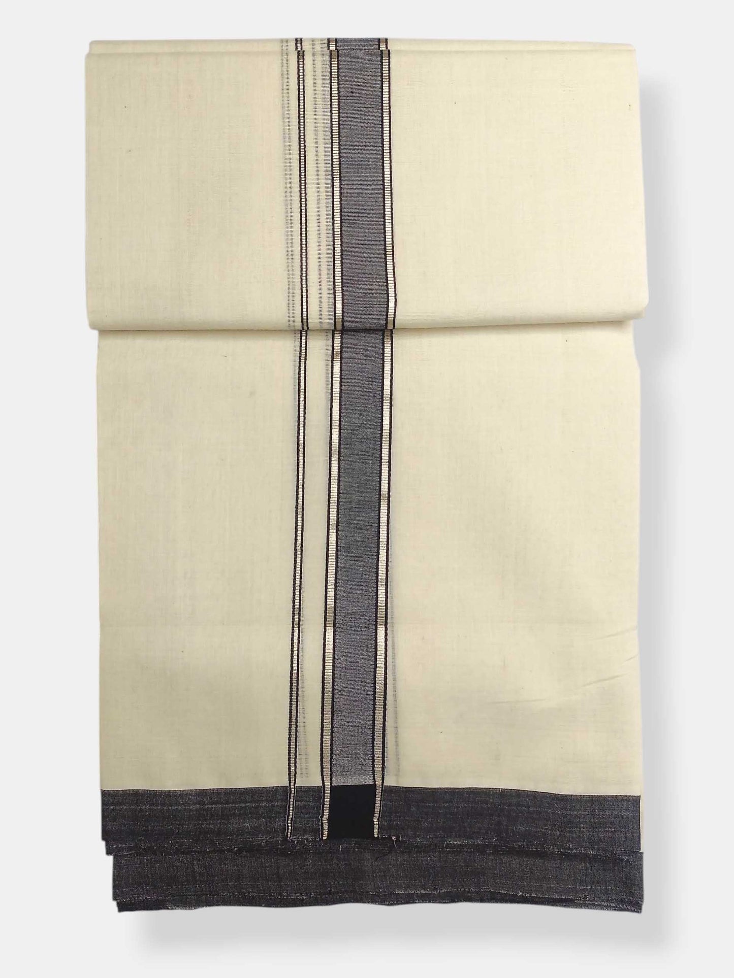 Balaramapuram Handloom Double Mundu Pure Cotton with Black Border