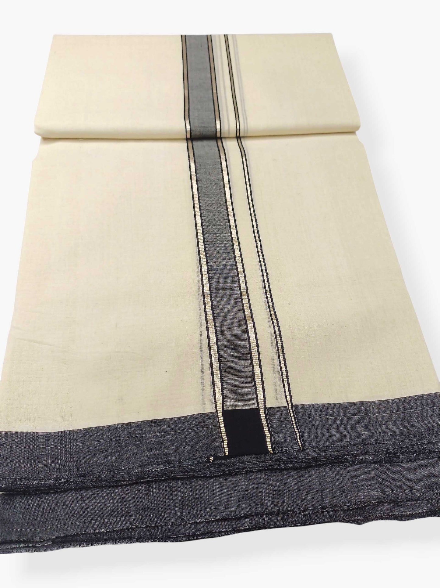 Balaramapuram Handloom Double Mundu Pure Cotton with Black Border