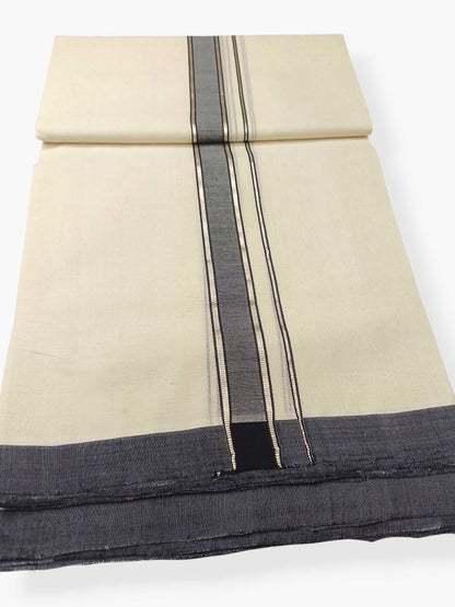 Balaramapuram Handloom Double Mundu Pure Cotton with Black Border