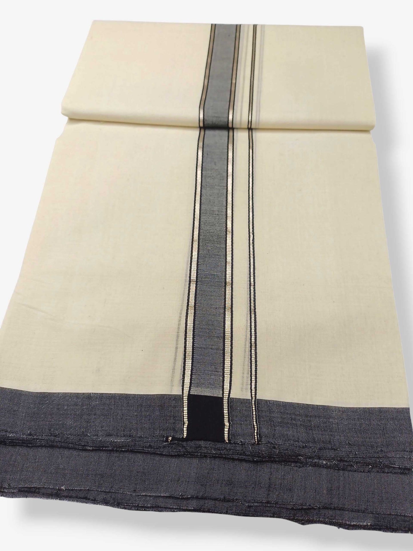 Balaramapuram Handloom Double Mundu Pure Cotton with Black Border