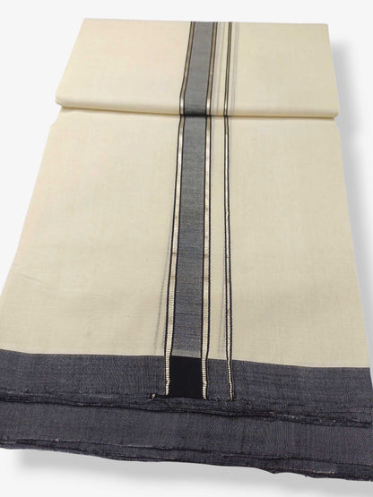 Balaramapuram Handloom Double Mundu Pure Cotton with Black Border