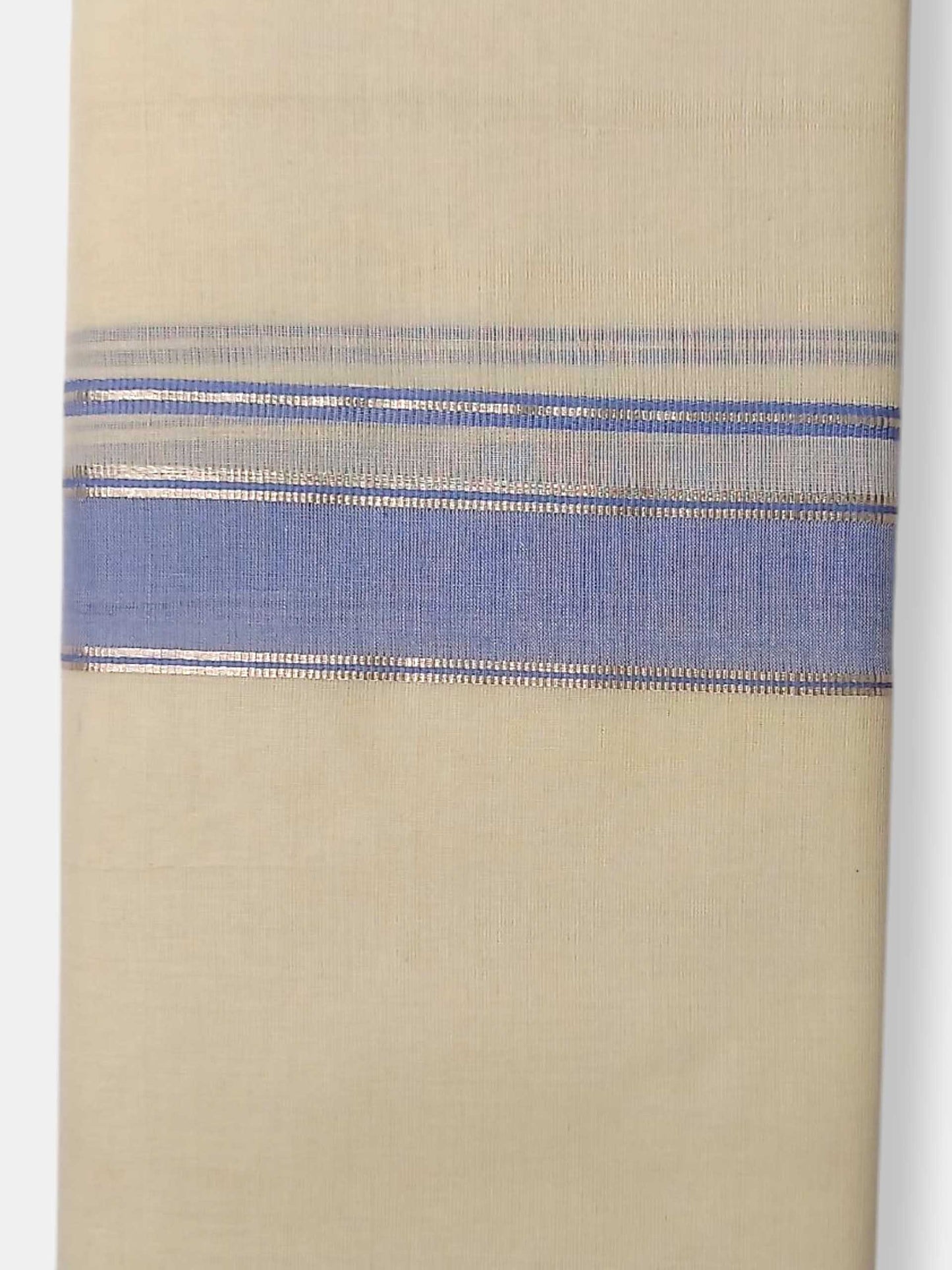 Balaramapuram Handloom Double Mundu Pure Cotton with Blue Border