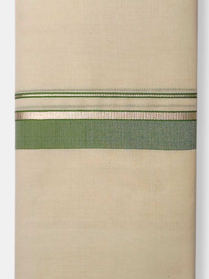 Balaramapuram Handloom Double Mundu Pure Cotton with Green Border