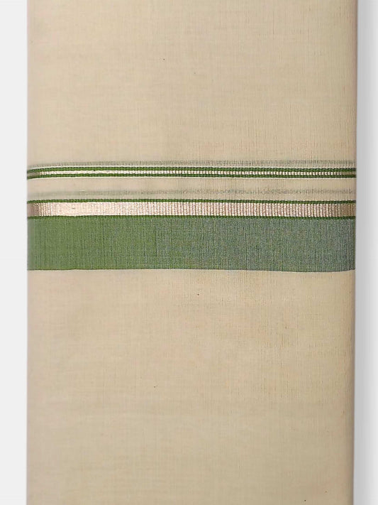 Balaramapuram Handloom Double Mundu Pure Cotton with Green Border