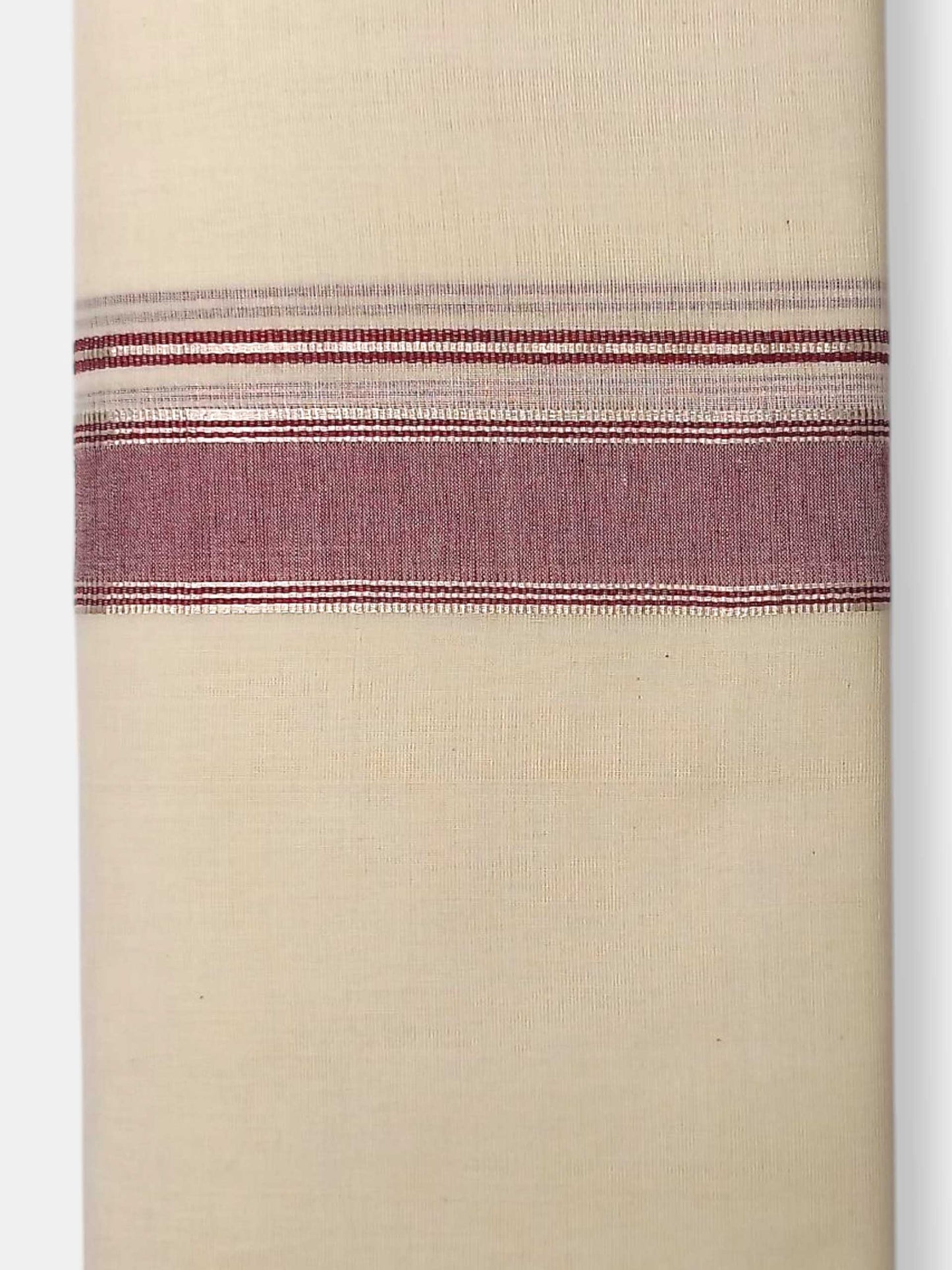 Balaramapuram Handloom Double Mundu Pure Cotton with Brown Border