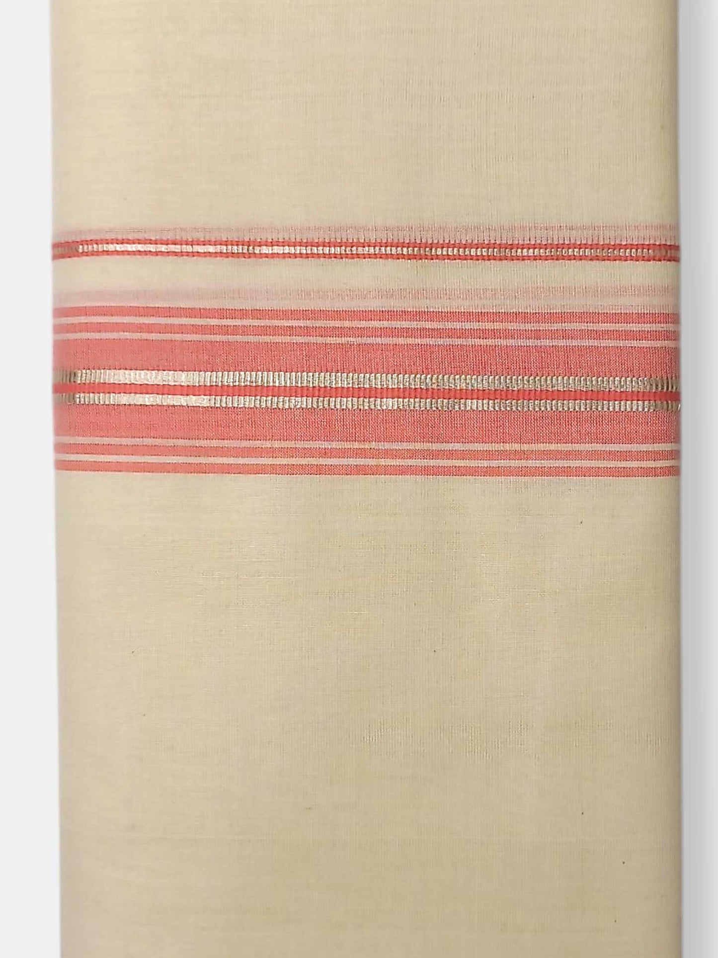 Balaramapuram Handloom Double Mundu Pure Cotton with Rose Border