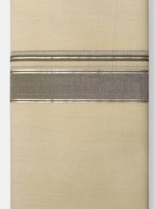 Balaramapuram Handloom Double Mundu Pure Cotton with Gray Border