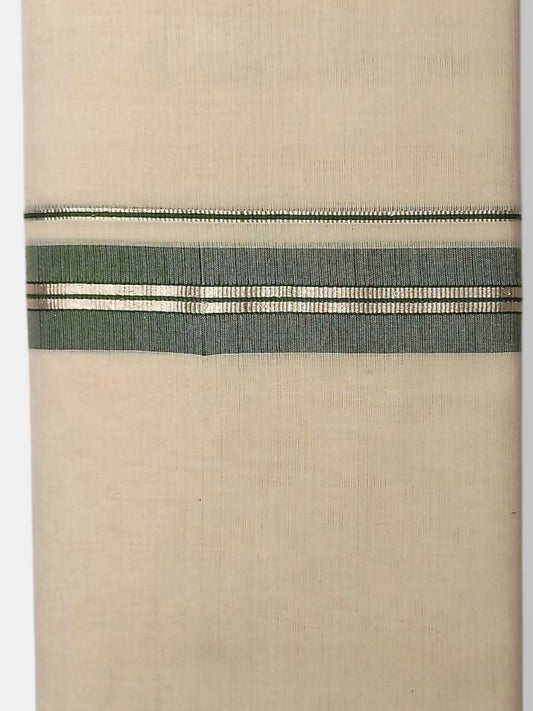 Balaramapuram Handloom Double Mundu Pure Cotton with Green Border