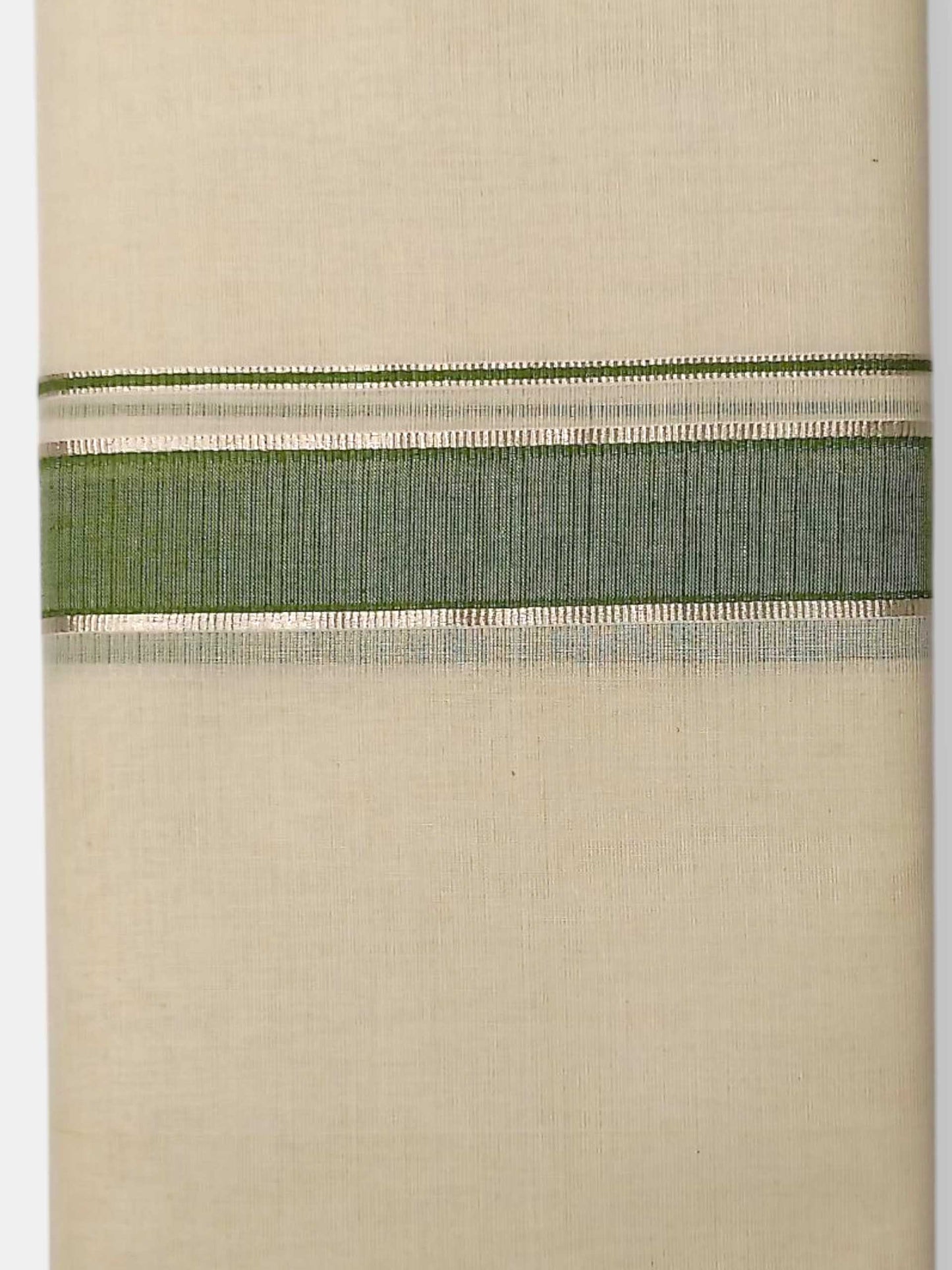 Balaramapuram Handloom Double Mundu Pure Cotton with Green Border