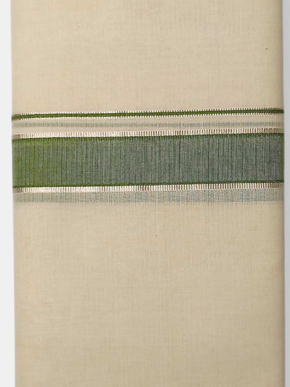Balaramapuram Handloom Double Mundu Pure Cotton with Green Border