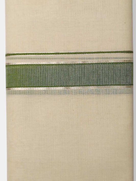 Balaramapuram Handloom Double Mundu Pure Cotton with Green Border