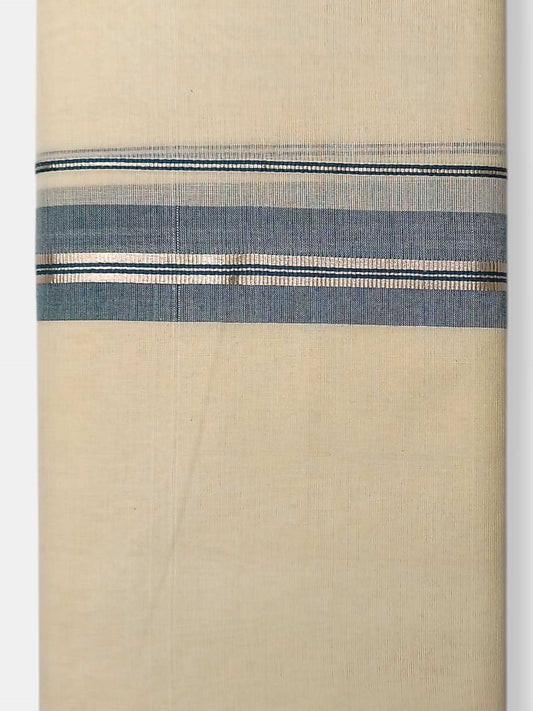 Balaramapuram Handloom Double Mundu Pure Cotton with Green Border