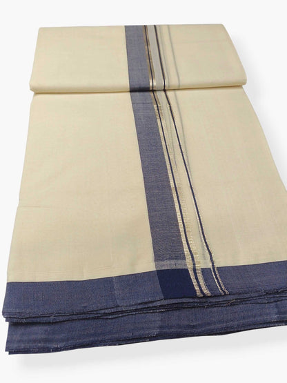 Balaramapuram Handloom Double Mundu Pure Cotton with Black Border