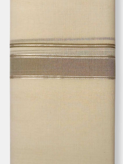 Balaramapuram Handloom Double Mundu Pure Cotton with Gray Border