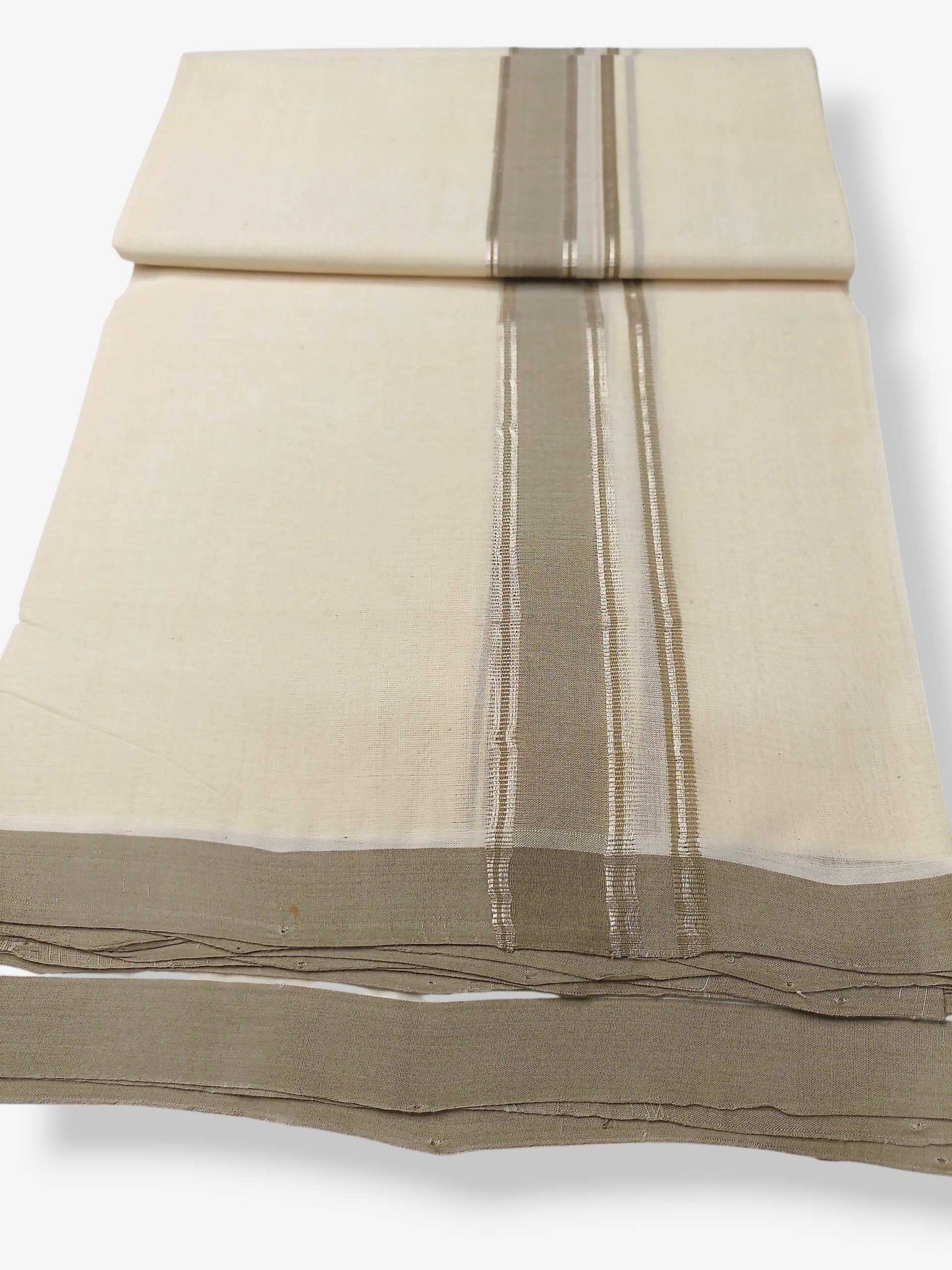 Balaramapuram Handloom Double Mundu Pure Cotton with Gray Border