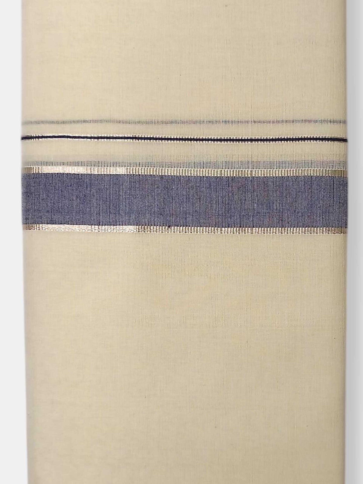 Balaramapuram Handloom Double Mundu Pure Cotton with Blue Border