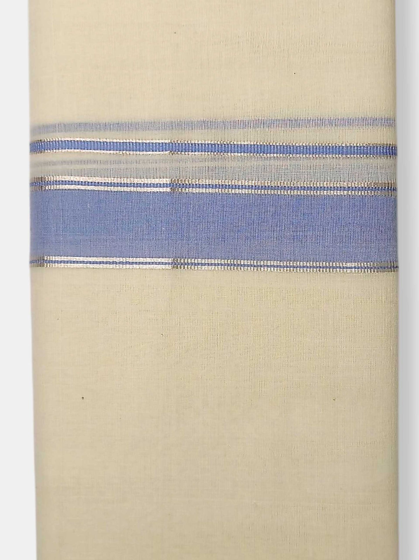 Balaramapuram Handloom Double Mundu Pure Cotton with Blue Border