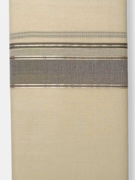 Balaramapuram Handloom Double Mundu Pure Cotton with Gray Border