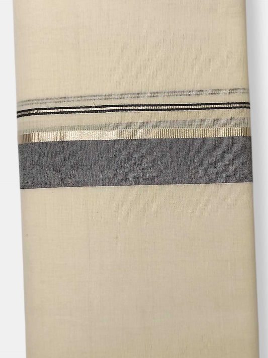 Balaramapuram Handloom Double Mundu Pure Cotton with Black Border