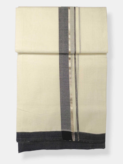Balaramapuram Handloom Double Mundu Pure Cotton with Black Border