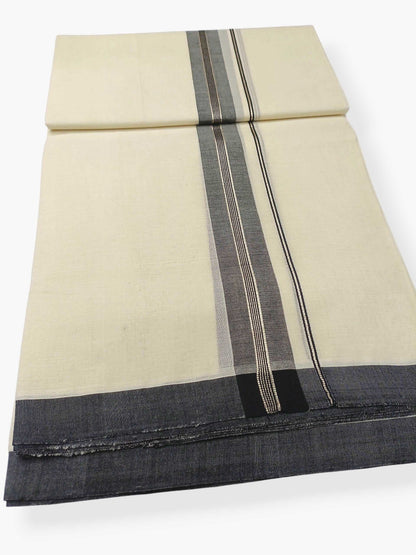 Balaramapuram Handloom Double Mundu Pure Cotton with Black Border