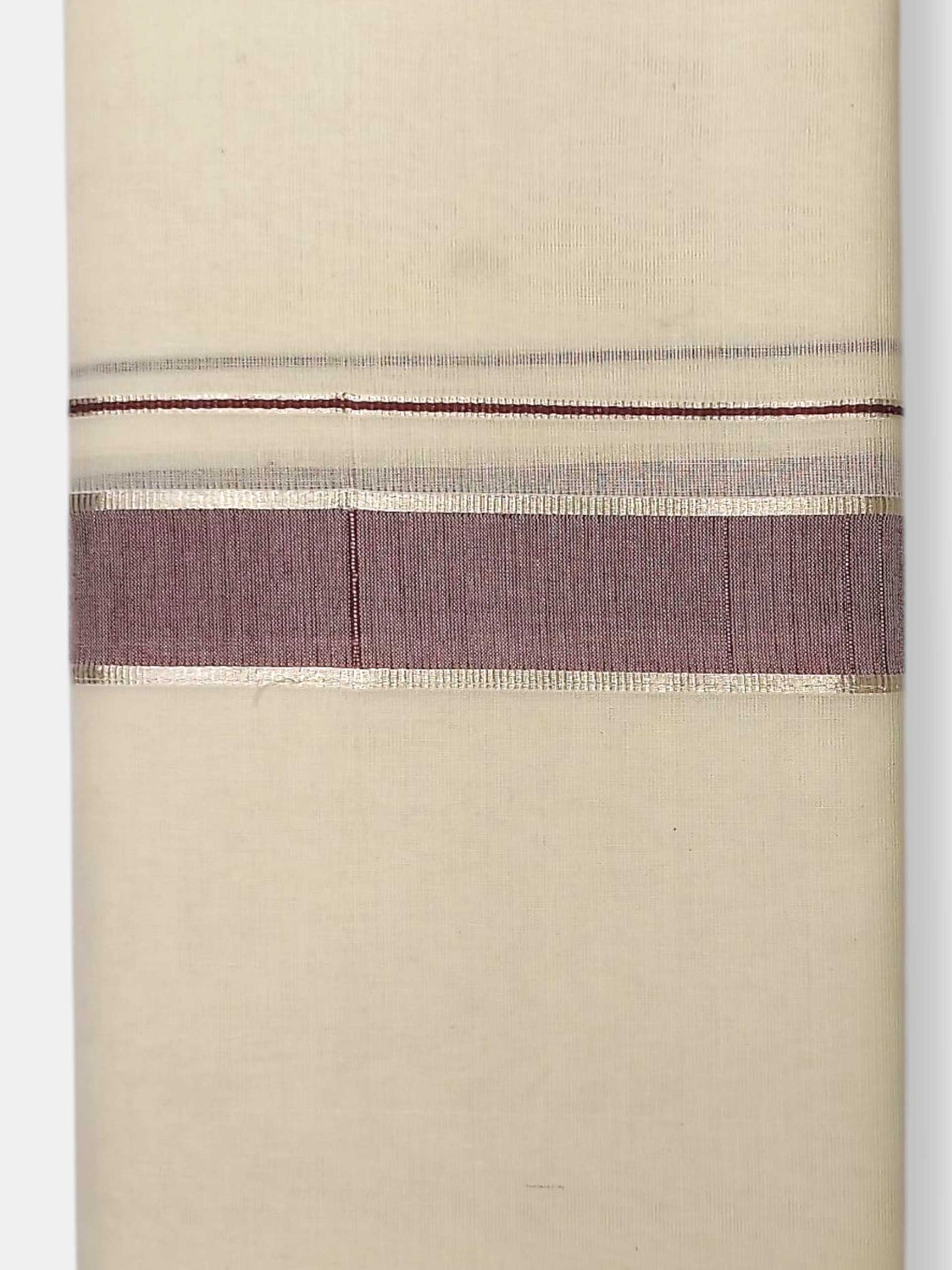 Balaramapuram Handloom Double Mundu Pure Cotton with Coffee Brown Border