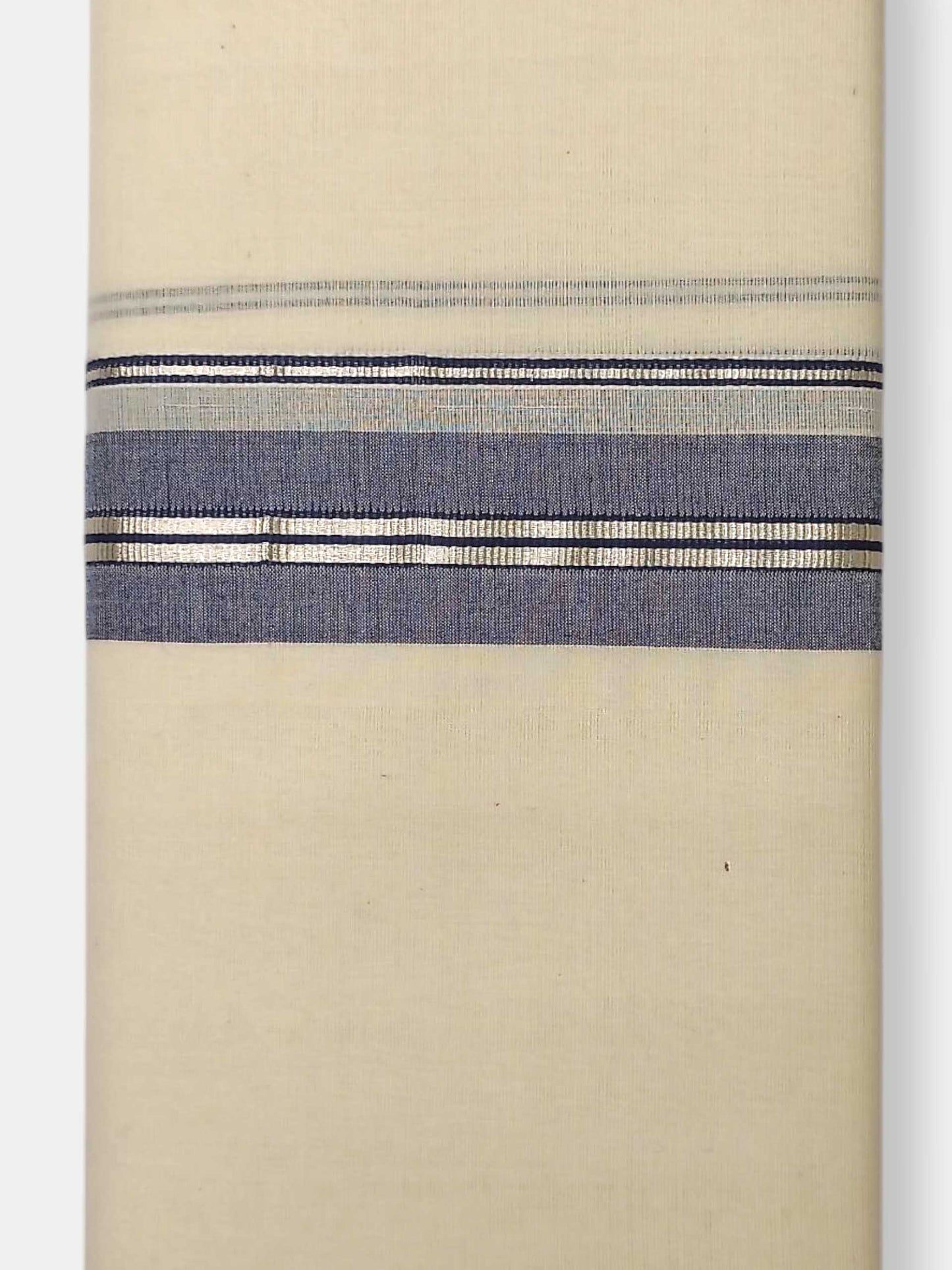 Balaramapuram Handloom Double Mundu Pure Cotton with Navy Blue Border