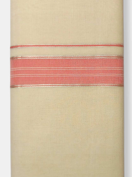 Balaramapuram Handloom Double Mundu Pure Cotton with Rose Border