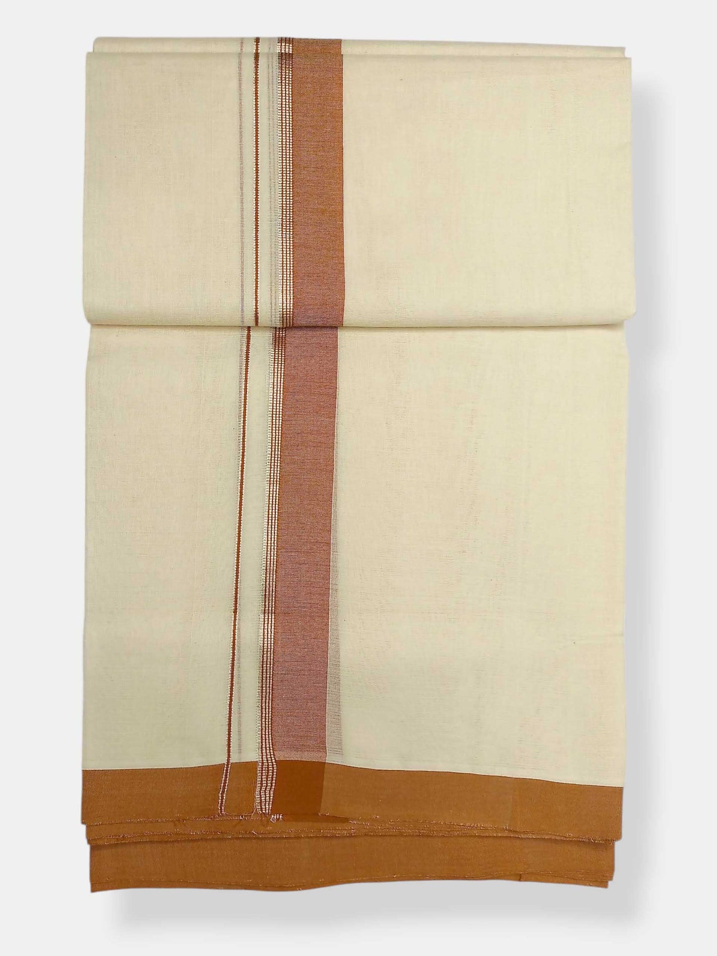 Balaramapuram Handloom Double Mundu Pure Cotton with Yellow Border