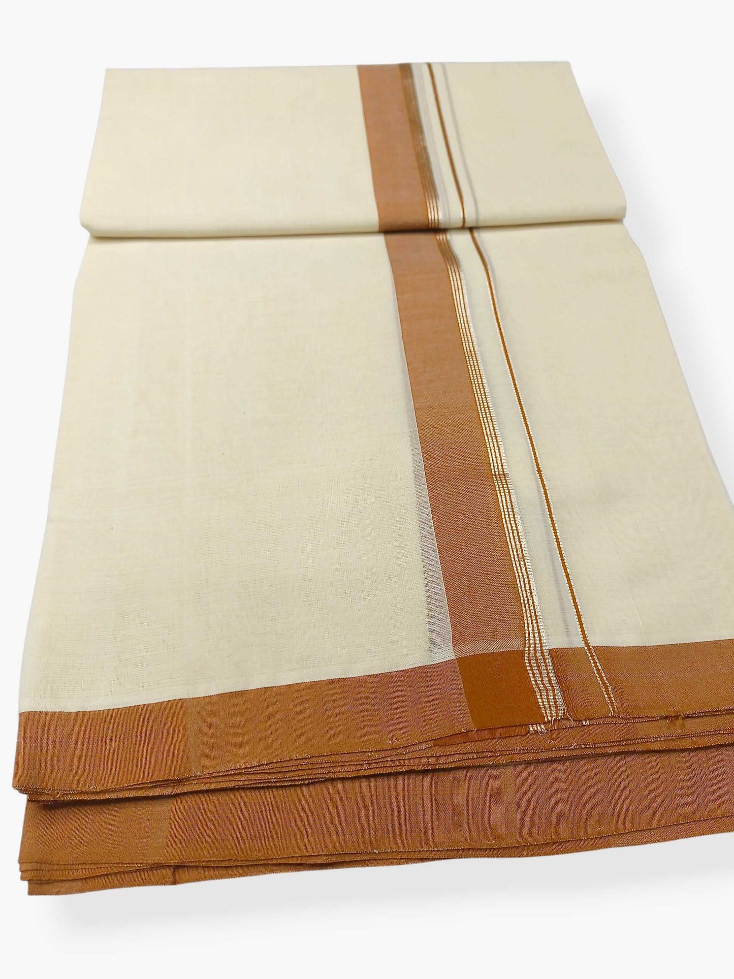 Balaramapuram Handloom Double Mundu Pure Cotton with Yellow Border
